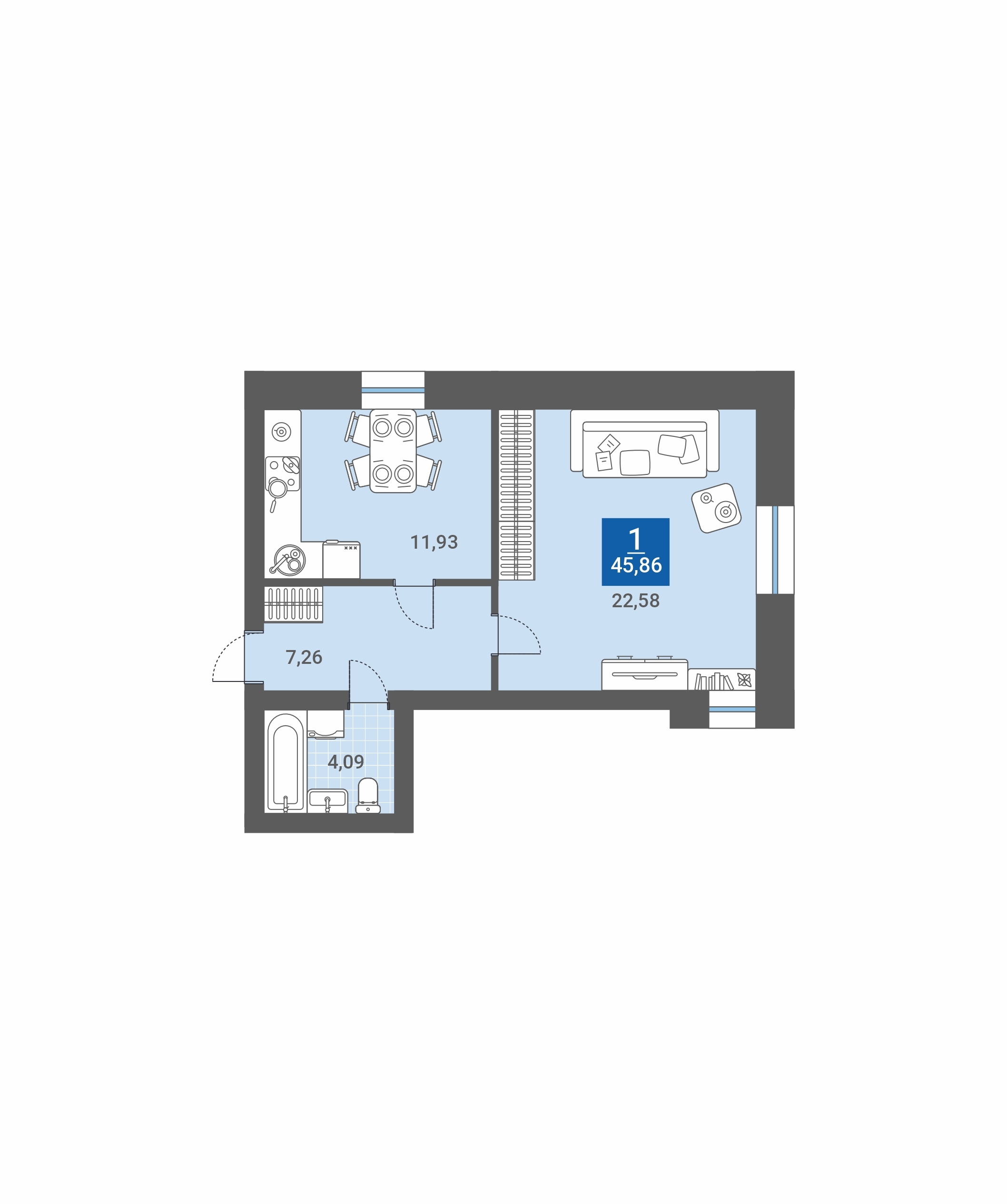 планировка квартиры 46 м2